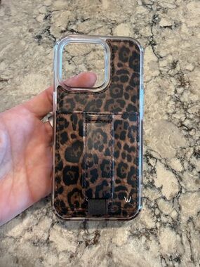 Walli Leopard Print Phone Case with Card Pocket - Brown